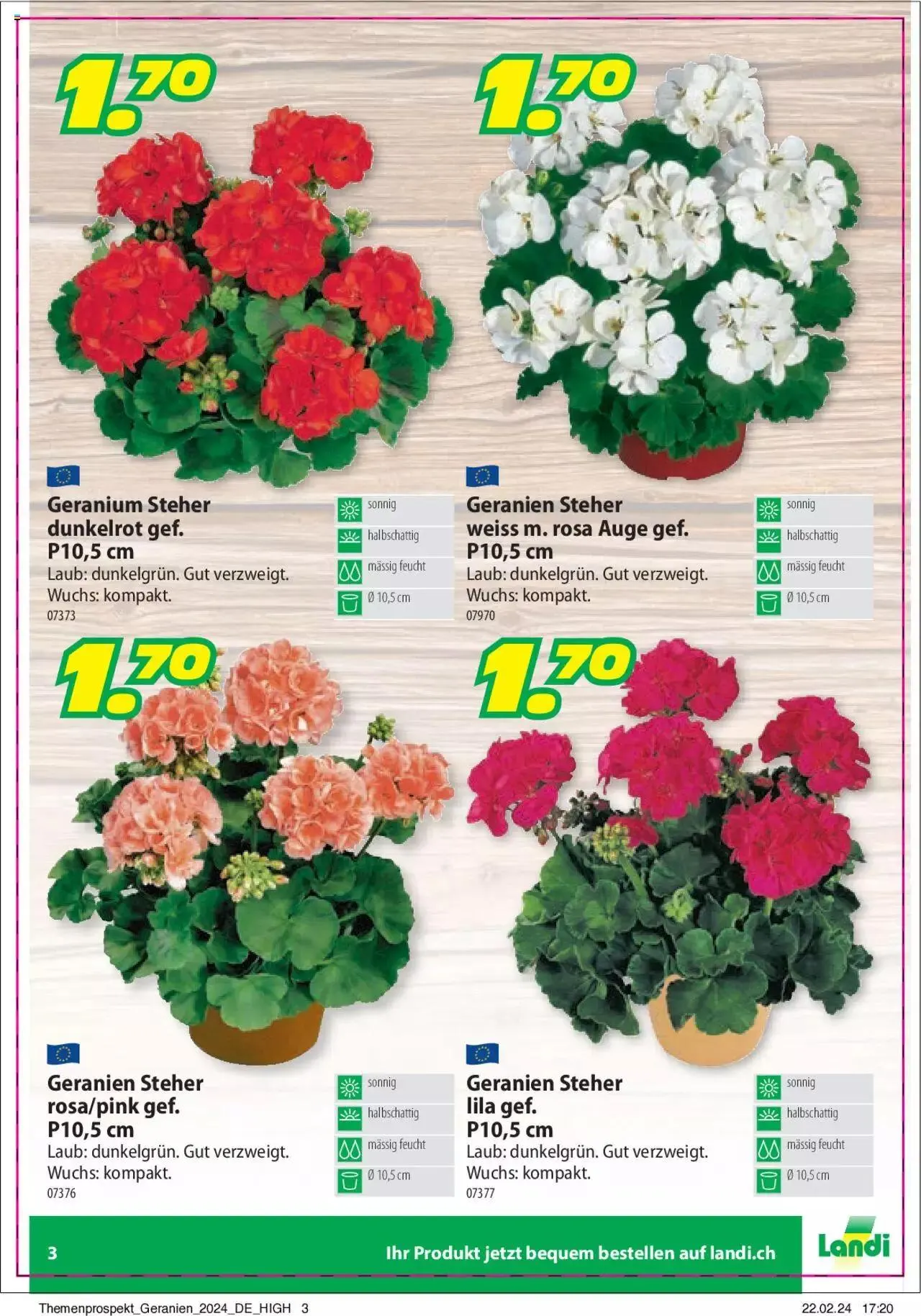 Landi Aktionen Geranien von 9. April bis 31. Dezember 2024 - Prospekt seite  3