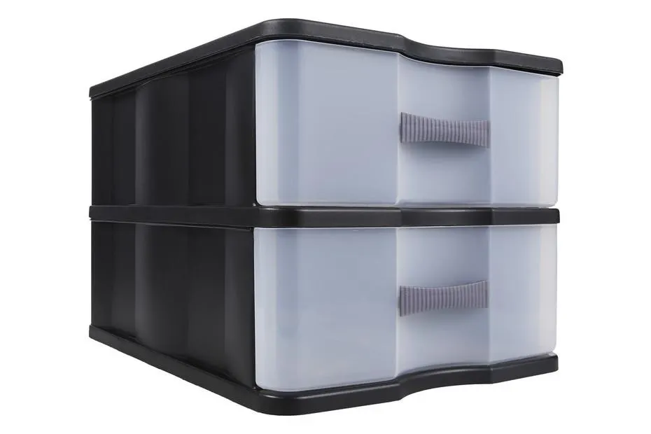 Rotho Schubladenbox A4 Schwarz | 23 × 26 × 34 cm