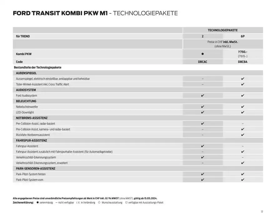 FORD TRANSIT Preisliste Preisliste von 28. Oktober bis 28. Oktober 2025 - Prospekt seite  17