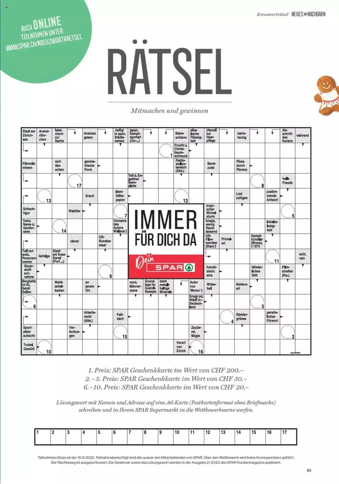 SPAR - Kundenmagazin 06 von 23. November bis 31. Dezember 2023 - Prospekt seite  63