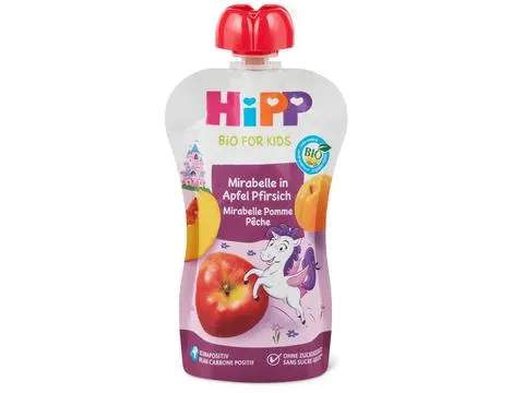 HiPP Bio Hippis · Quetschbeutel für Babys Mirabelle in Apfel-Pfirsich · Ab 12 Monaten