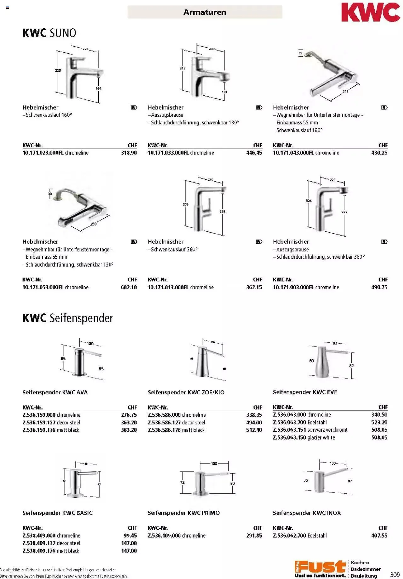 Fust Küchen- und Badezimmerprospekt von 4. März bis 31. Dezember 2024 - Prospekt seite 309