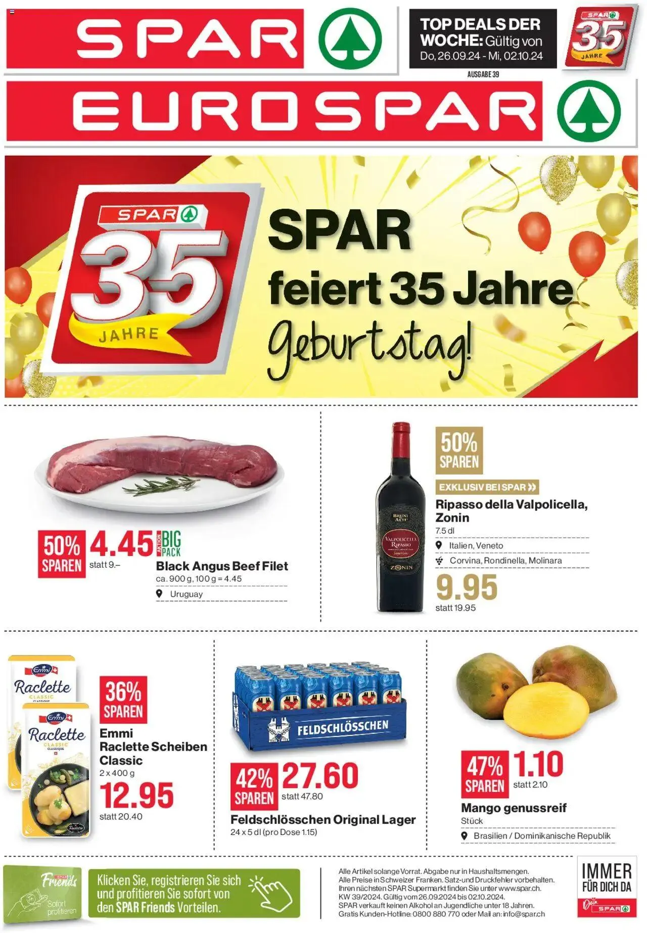SPAR Aktionen von 26. September bis 2. Oktober 2024 - Prospekt seite  1