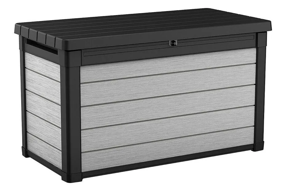 Keter Kissenbox Denali Duotech Holzoptik Grau | 62 × 122 × 70 cm | 380 l