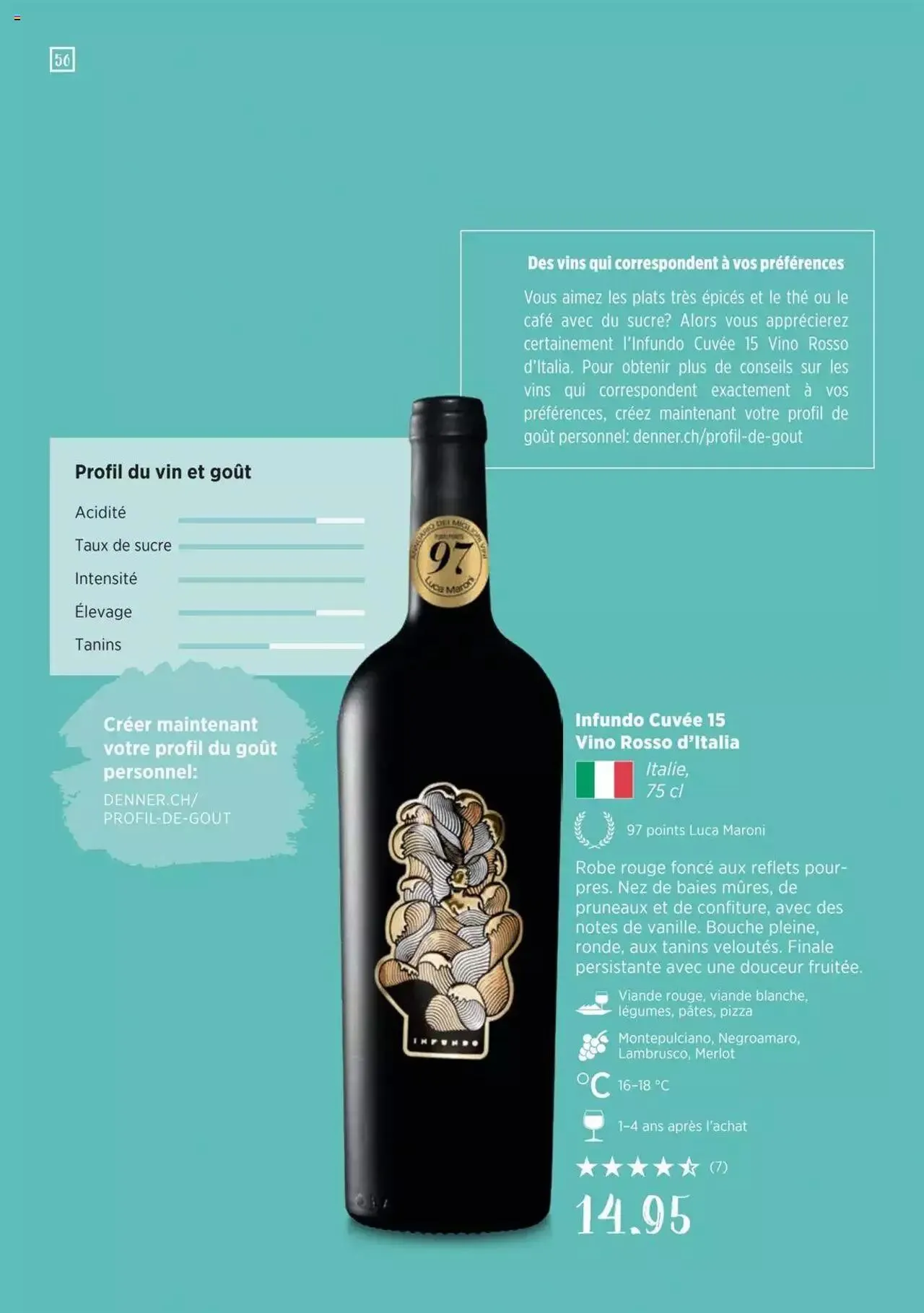 Denner Guide des vins 2023 /2024 FR von 11. September bis 31. Dezember 2024 - Prospekt seite  56