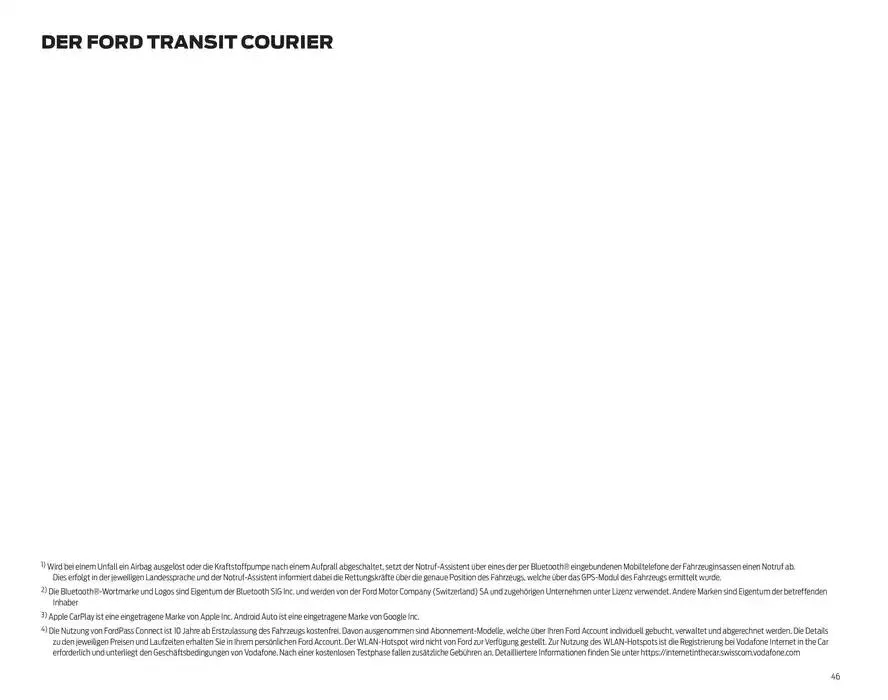FORD TRANSIT COURIER Technische Daten Preisliste von 12. November bis 12. November 2025 - Prospekt seite 46