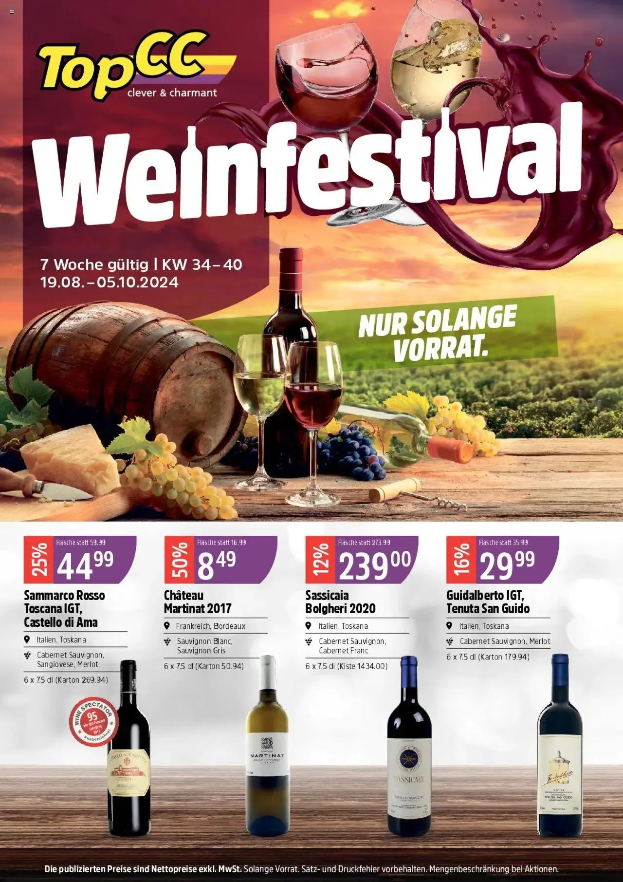TopCC Aktionen Weinfestival von 19. August bis 5. Oktober 2024 - Prospekt seite  1