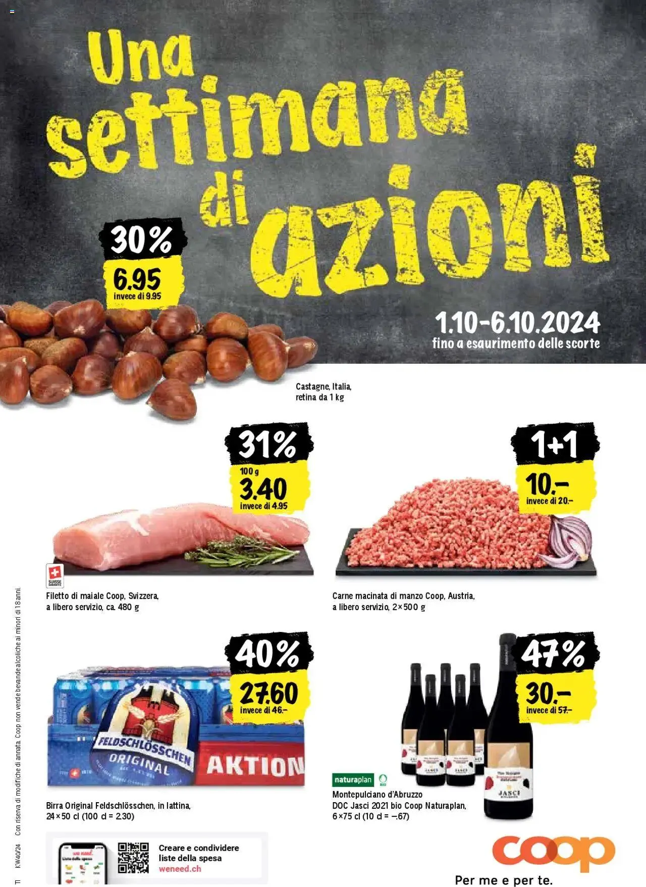 Coop - Una settimana di azioni von 1. Oktober bis 6. Oktober 2024 - Prospekt seite  1