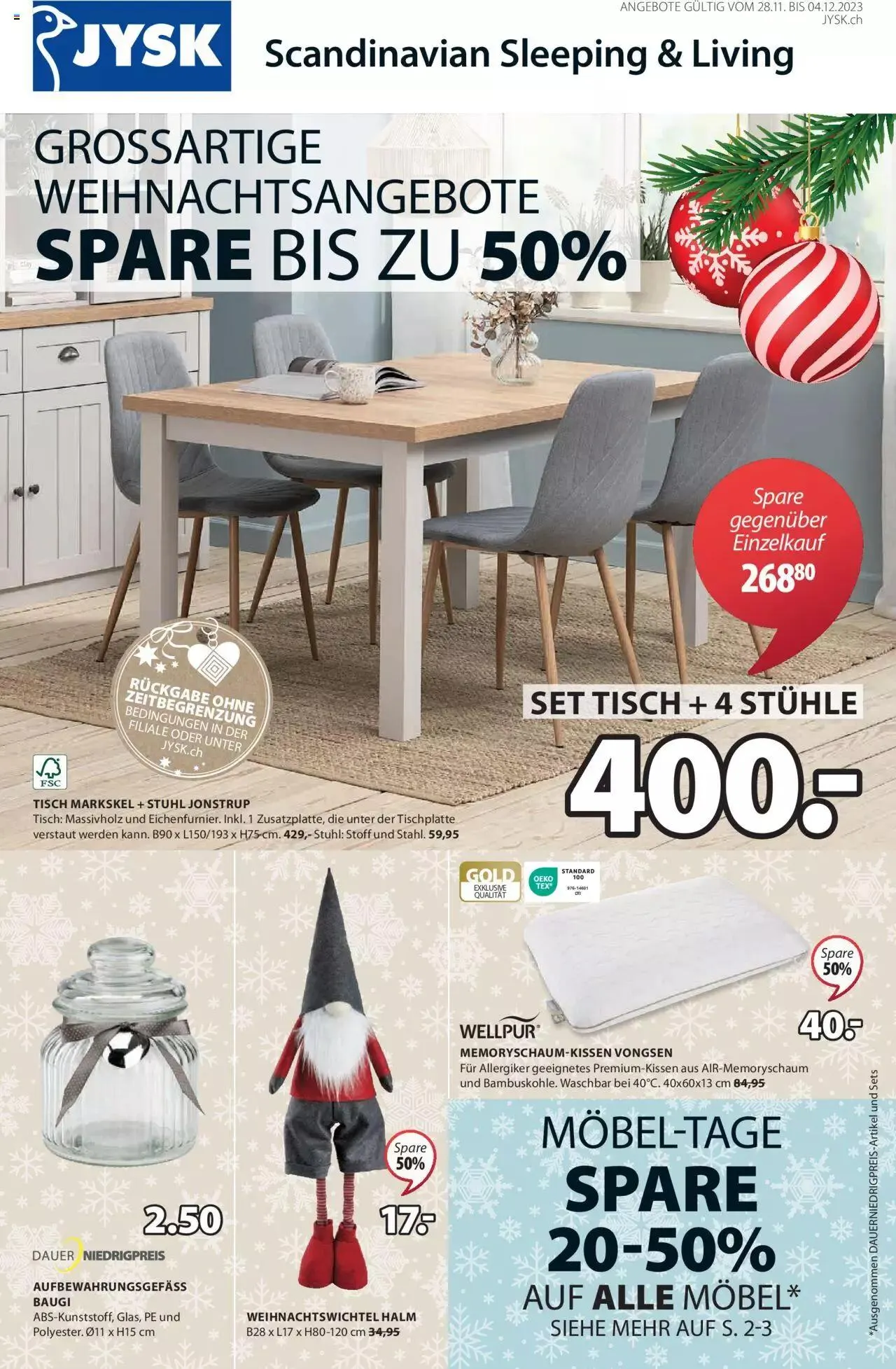 JYSK Aktionen von 28. November bis 4. Dezember 2023 - Prospekt seite 1
