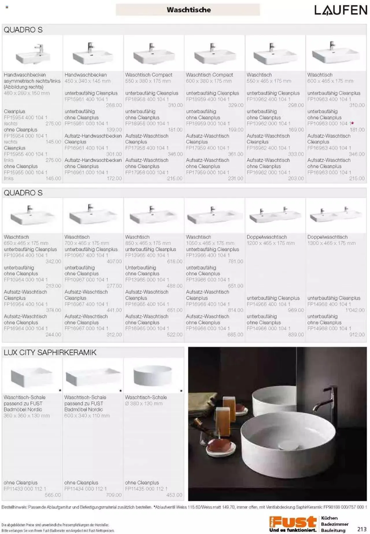 Fust Badezimmermagazin von 17. April bis 31. Dezember 2023 - Prospekt seite 213