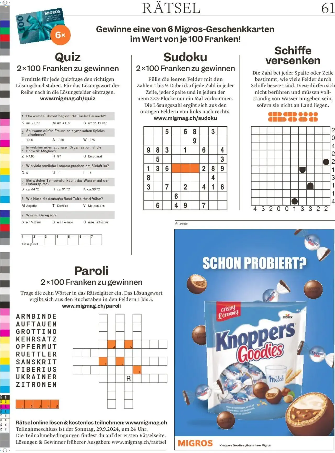 Migros - Magazin von 23. September bis 29. September 2024 - Prospekt seite  61