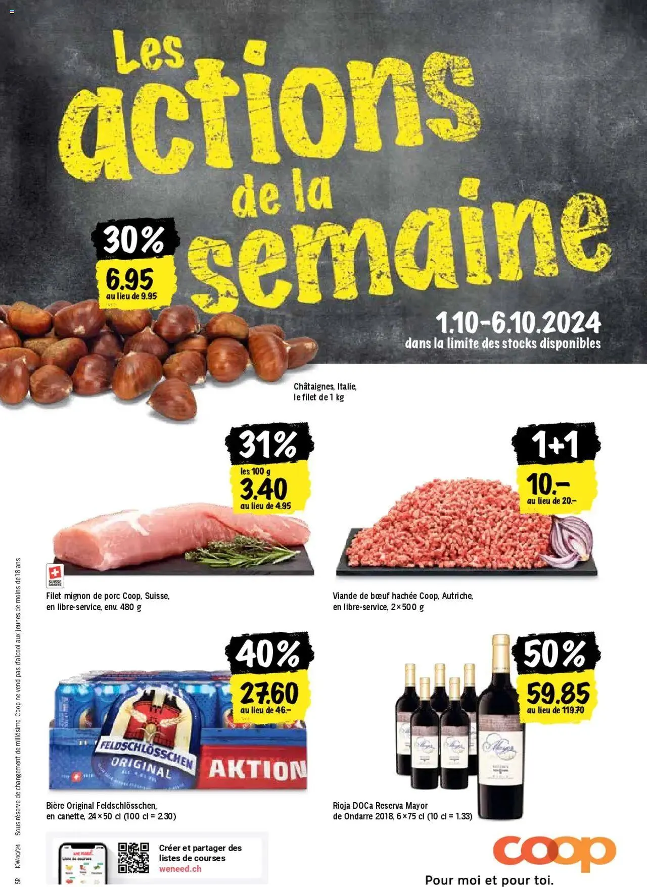 Coop - Les actions de la semaine von 1. Oktober bis 6. Oktober 2024 - Prospekt seite  1