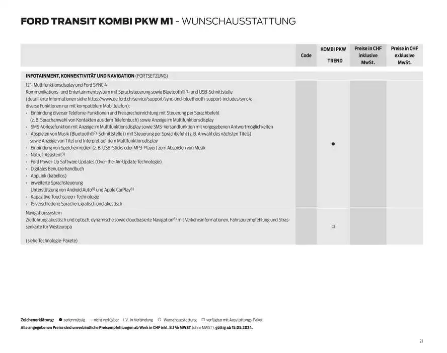 FORD TRANSIT Preisliste Preisliste von 28. Oktober bis 28. Oktober 2025 - Prospekt seite  21