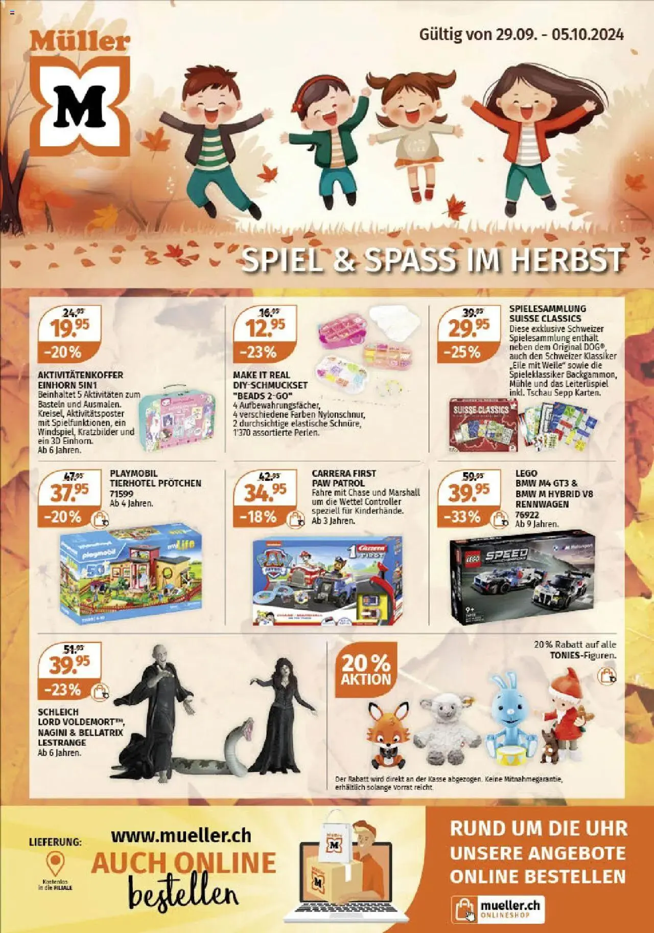 Müller Aktionen Spiel & Spass im Herbst von 29. September bis 5. Oktober 2024 - Prospekt seite  1