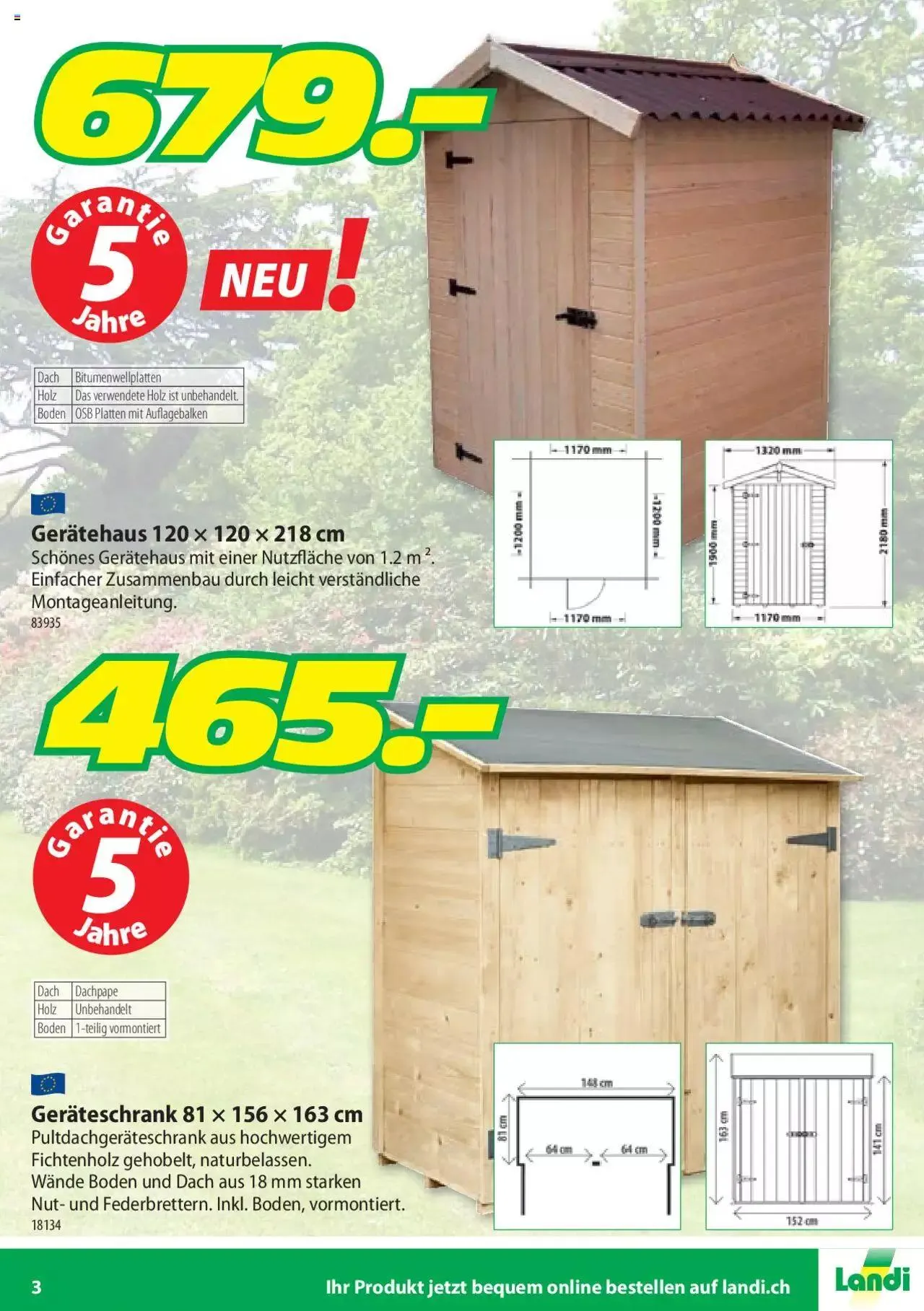 Landi - Gartenhäuser und Gartenholz 2022 von 30. März bis 31. Dezember 2023 - Prospekt seite  3