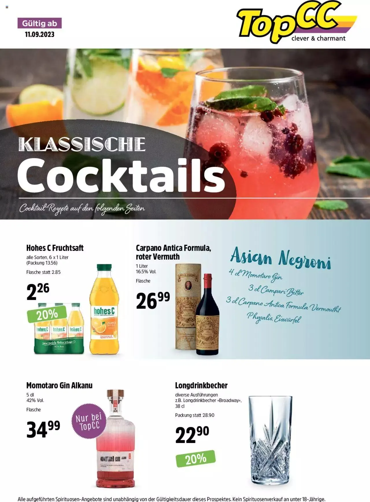 TopCC Aktionen Cocktails von 11. September bis 31. Dezember 2023 - Prospekt seite  1