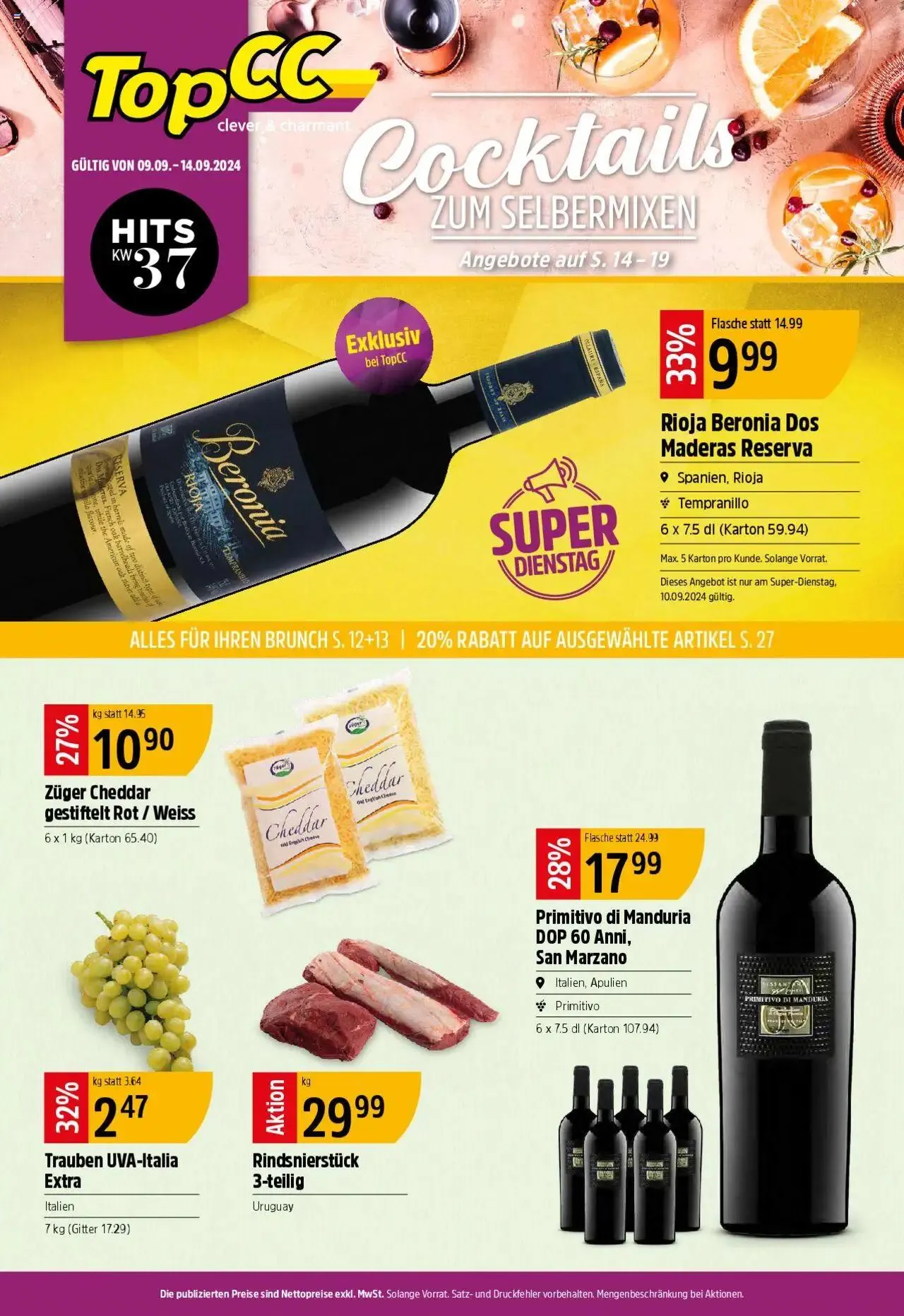 TopCC Aktionen von 9. September bis 14. September 2024 - Prospekt seite 1