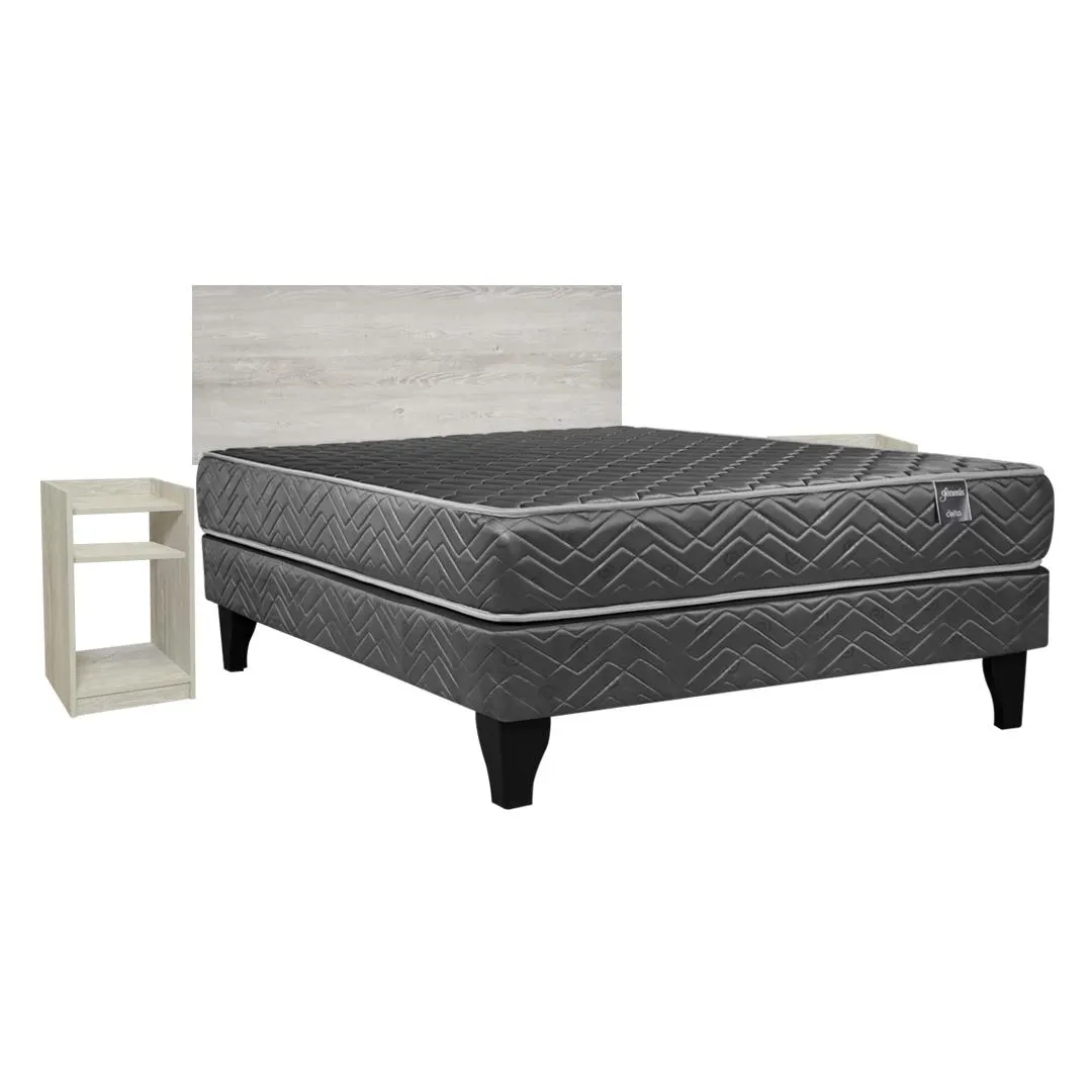 Cama Europea Génesis 2 Plazas + Set Alba White