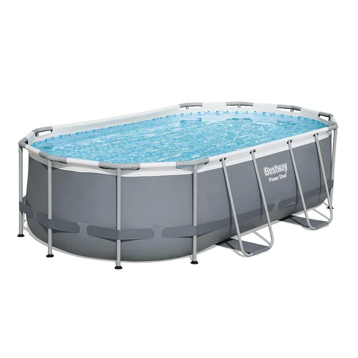 Piscina Estructural Bestway Power Steel Gris Oval 427 x 250 x 100 cm 7250 lt