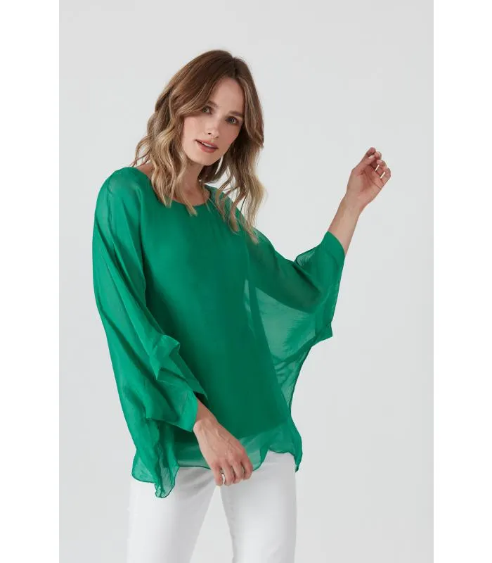 Blusa con seda verde
