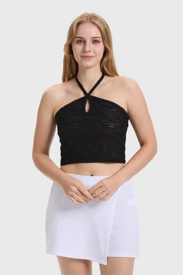 Polera mujer tiras devore negro