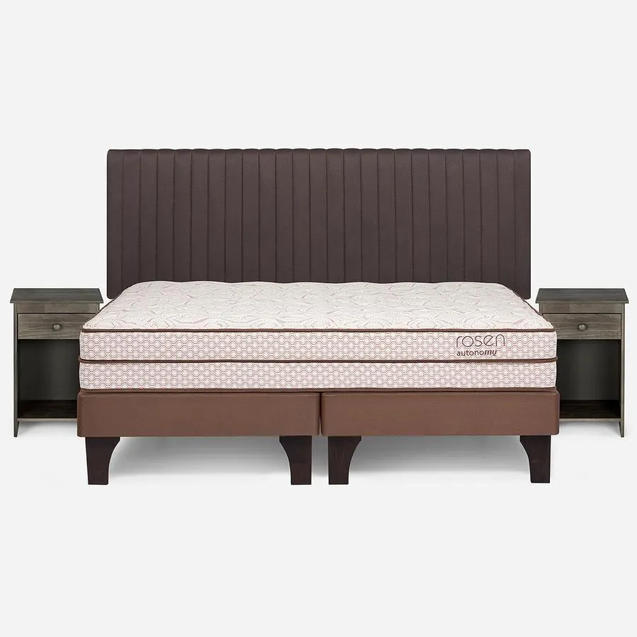 Cama Autonomy Land King + Respaldo Lucio y Velador Tabor