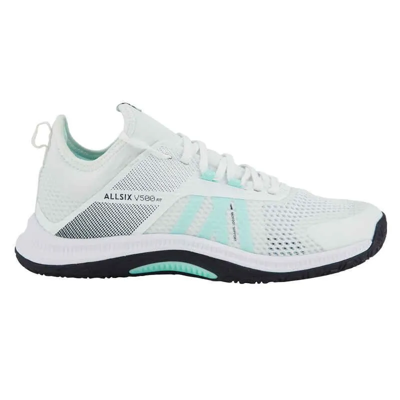 ZAPATILLAS VOLEIBOL MUJER FIT500 CELESTE BLANCO
