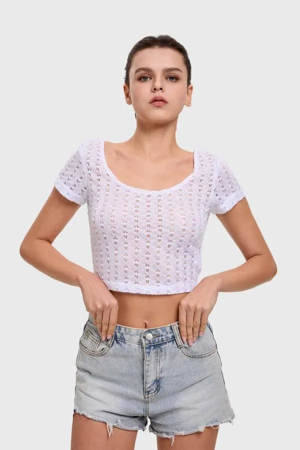 Polera mujer textura blanco