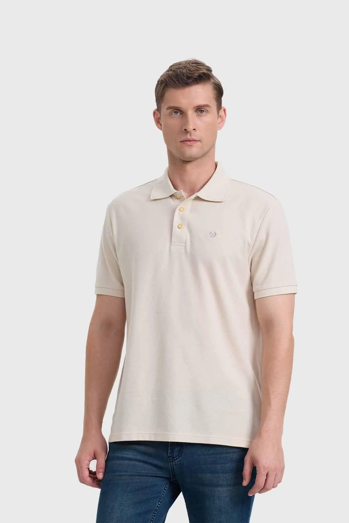 Polera Hombre Piqué Básica Beige