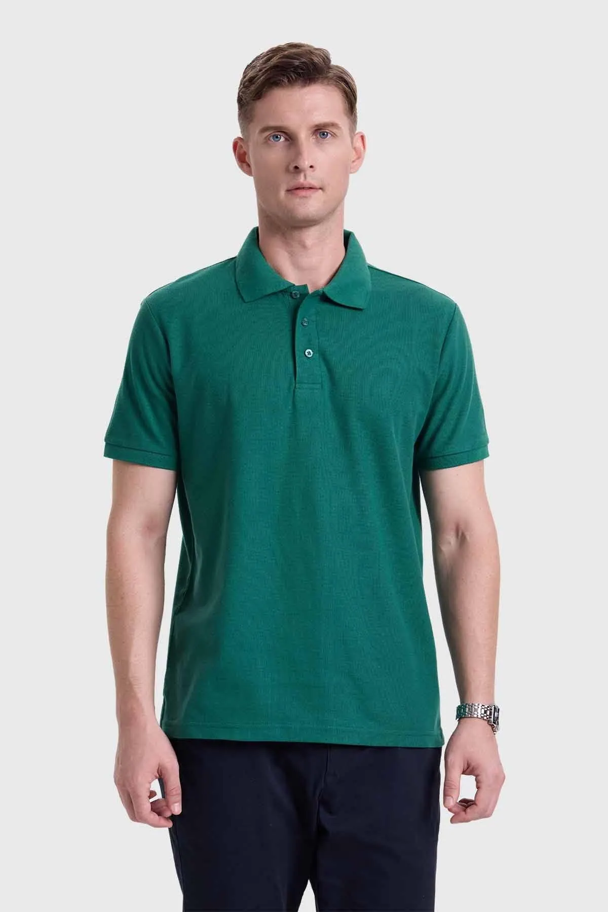 Polera Hombre Piqué Básica Verde