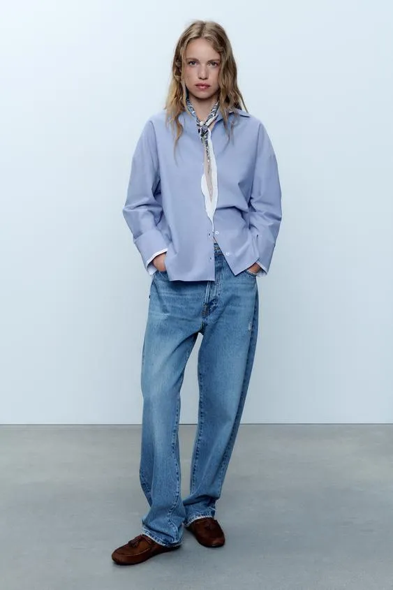 CAMISA OVERSIZE PUÑO CONTRASTE