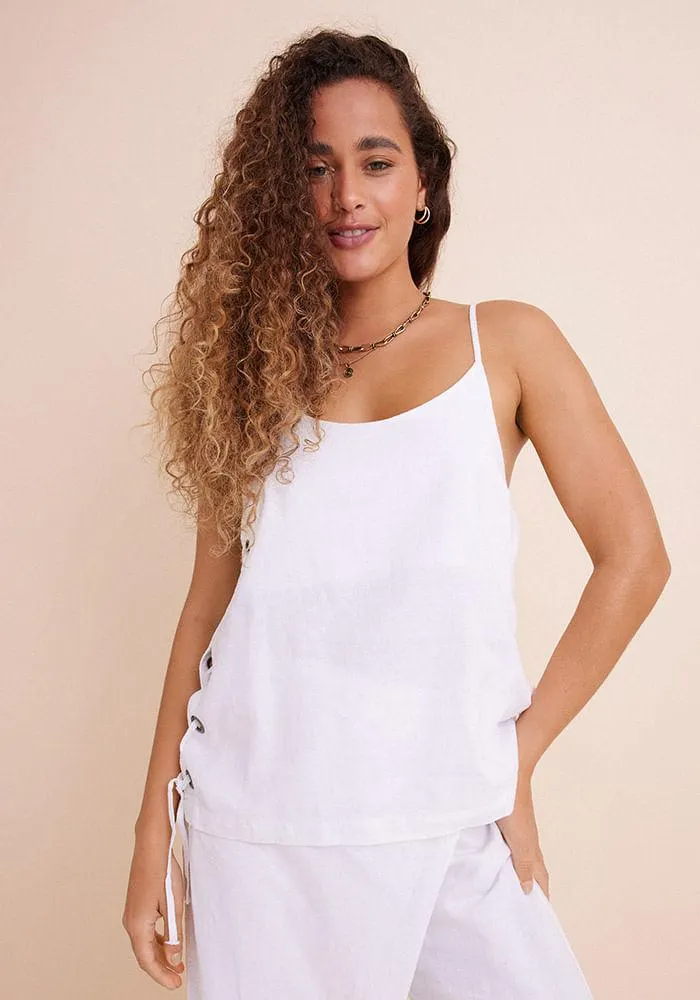 Polera ojetillos en lados con amarras XL Blanco