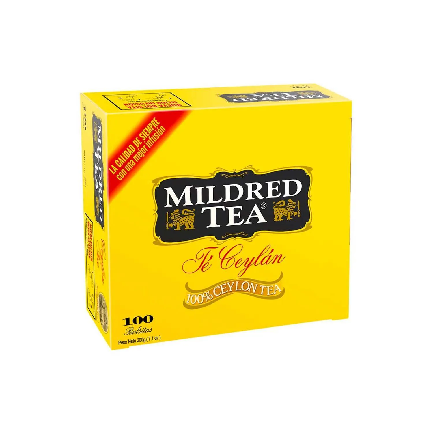 Té Negro Mildred Tea Ceylán, 100 Bolsitas.