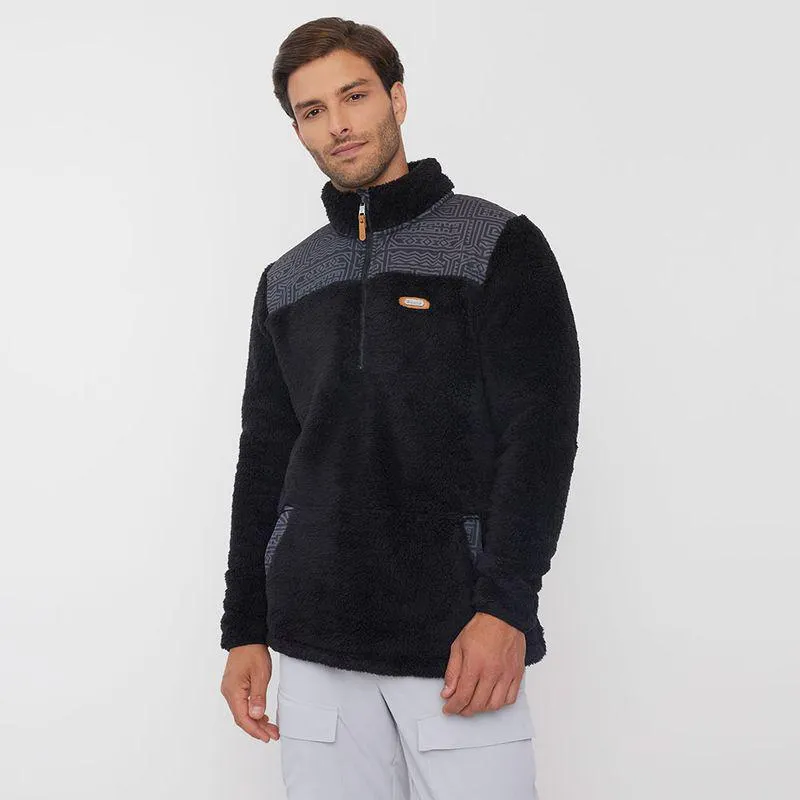 Polerón Outdoor Mix Tela Chiporro Poliéster Reciclado Negro