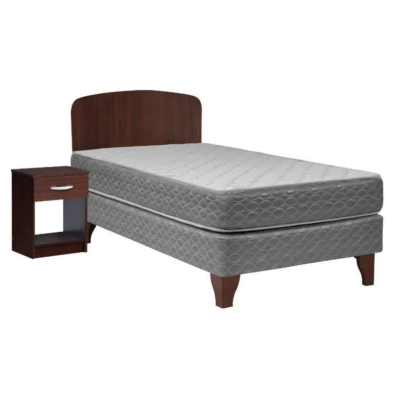 Cama Europea Apolo Black 1.5 Plazas + Set Asturias