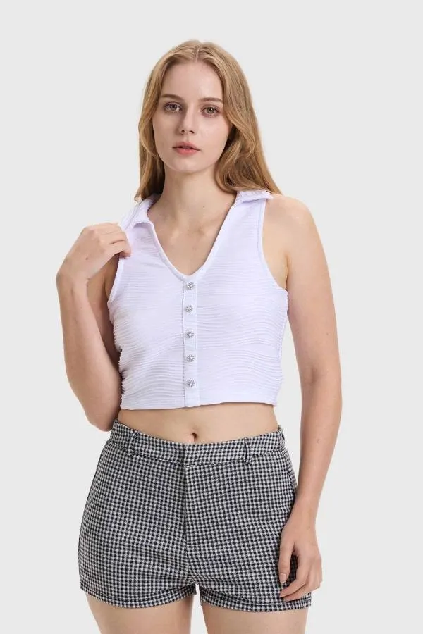 Polera mujer abotonada blanco