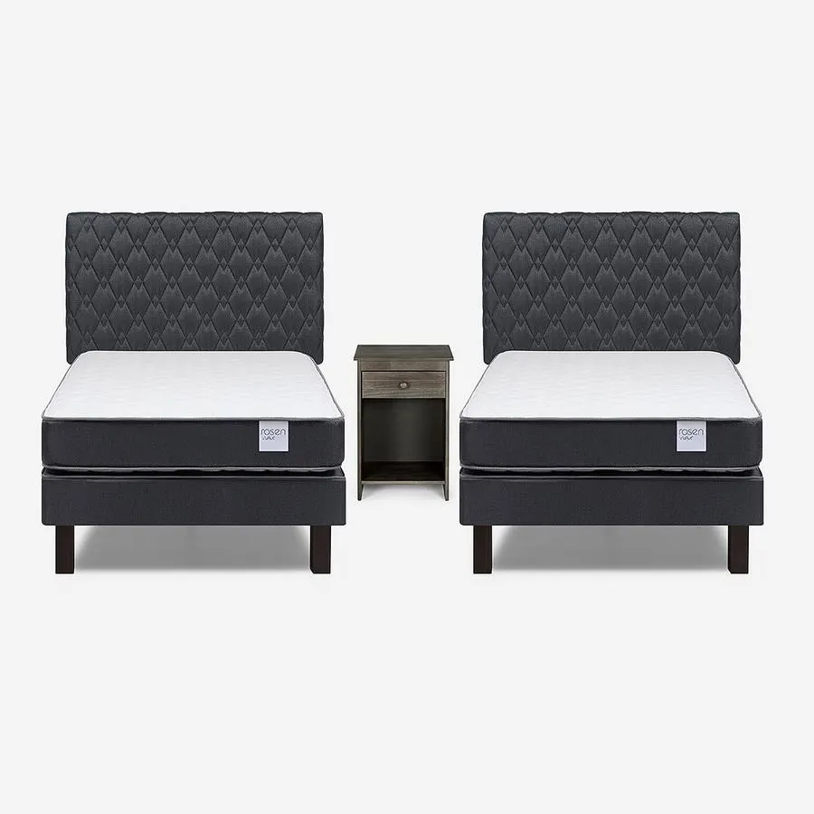 Cama Duplex Wave 1 Plaza + Respaldo Ivar y Velador Tabor