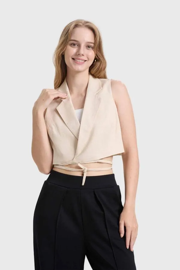 Blazer mujer tiras beige claro