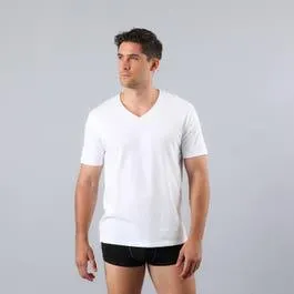 Camiseta Escote V Hombre Manga Corta 50752 Blanco