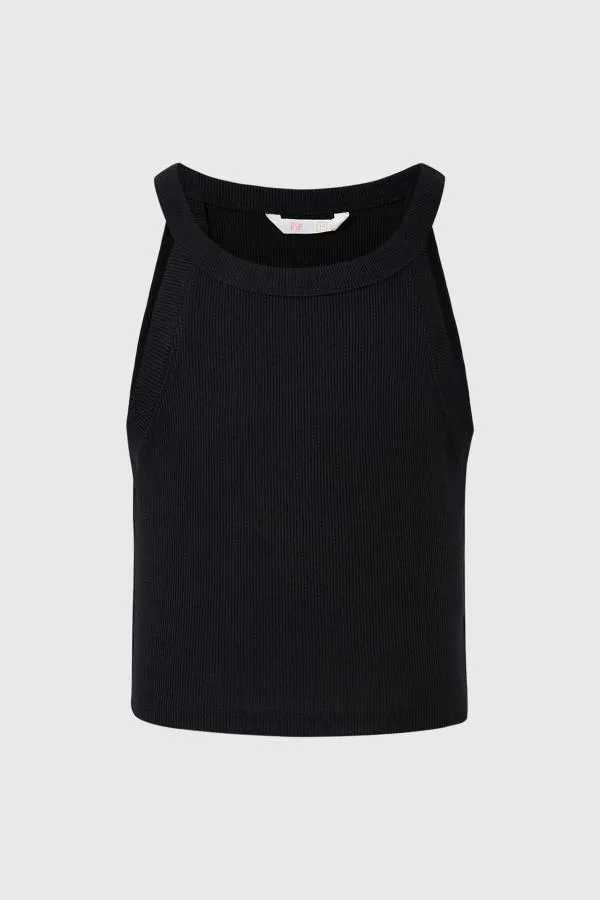 Polera niÑa liso rib negro