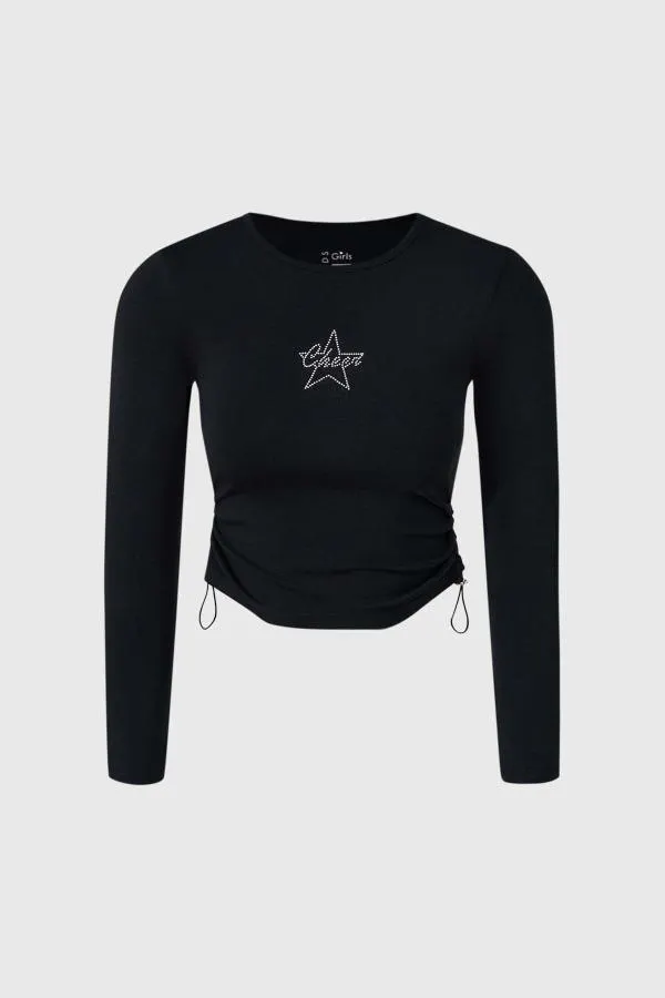 Polera niÑa rigido strass negro