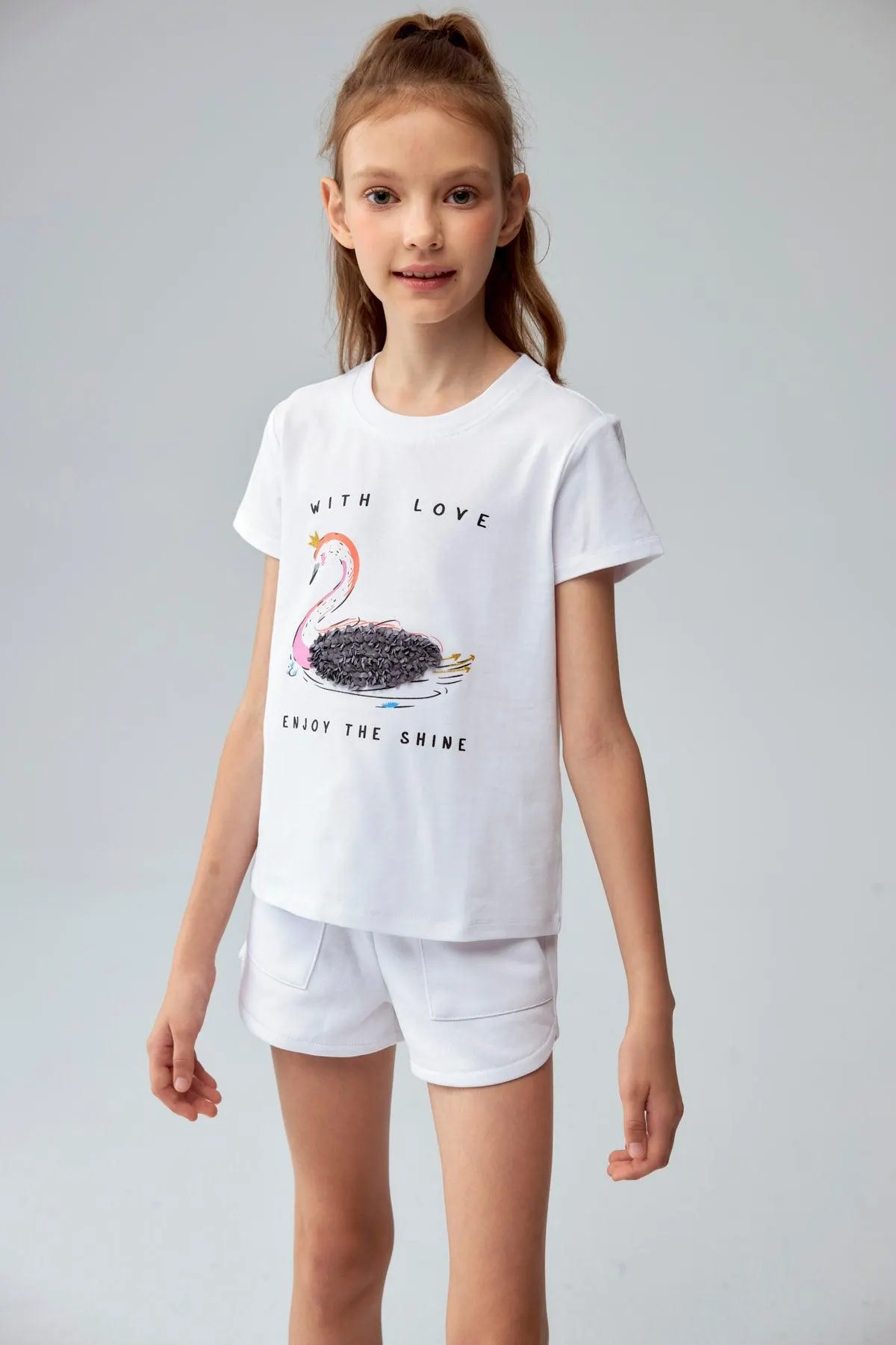 Polera Niña Textura Blanco