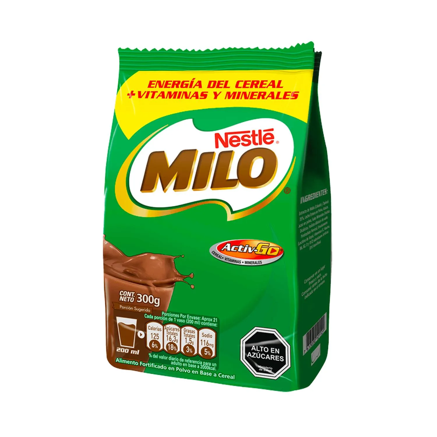 Saborizante Milo en Polvo Fortificado Sabor Chocolate Activ-go, 300gr.