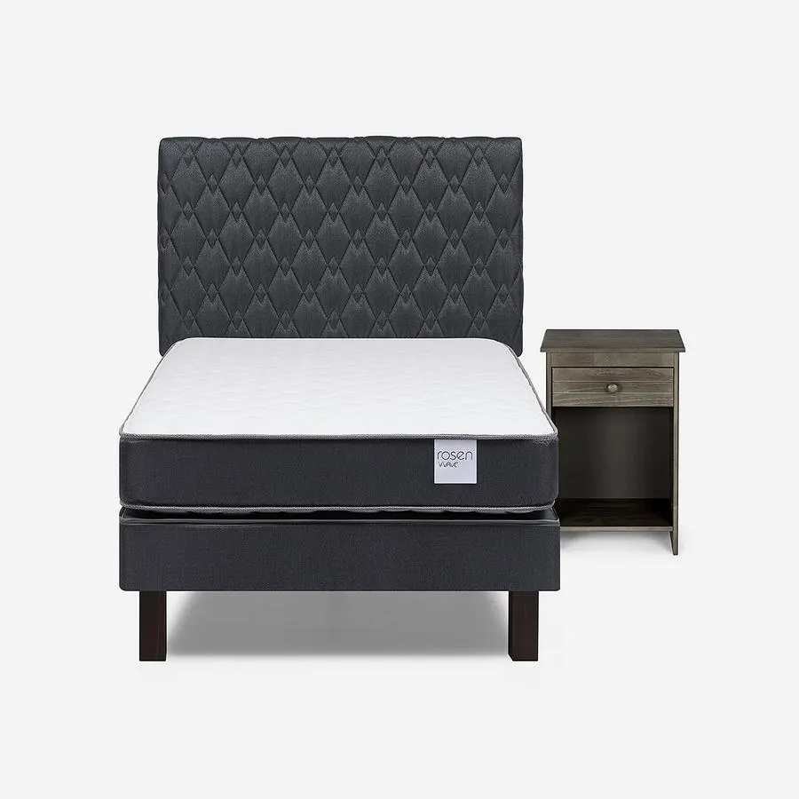Cama Wave 1 Plaza + Respaldo Ivar y Velador Tabor