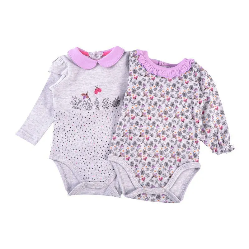 Set 2 Pzas Body Manga Larga Bebé Niña Multicolor