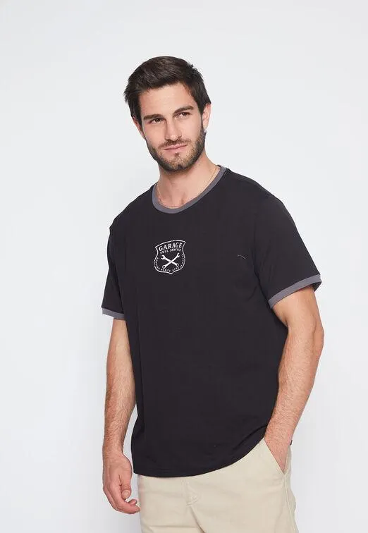 Polera Hombre Negro Bi Color Family Shop