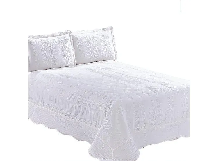 QUILT BORDADO BLANCO VERSAILLES LISO 2 PLAZAS