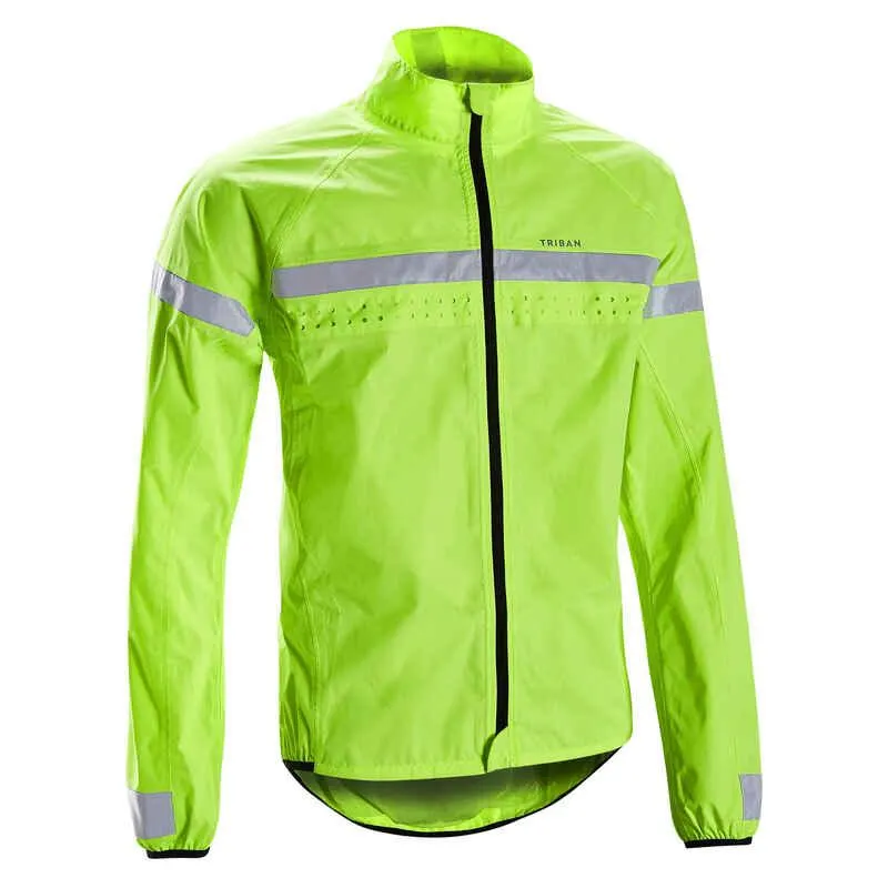 CHAQUETA IMPERMEABLE DE CICLISMO RUTA HOMBRE RC120 REFLECTANTE
