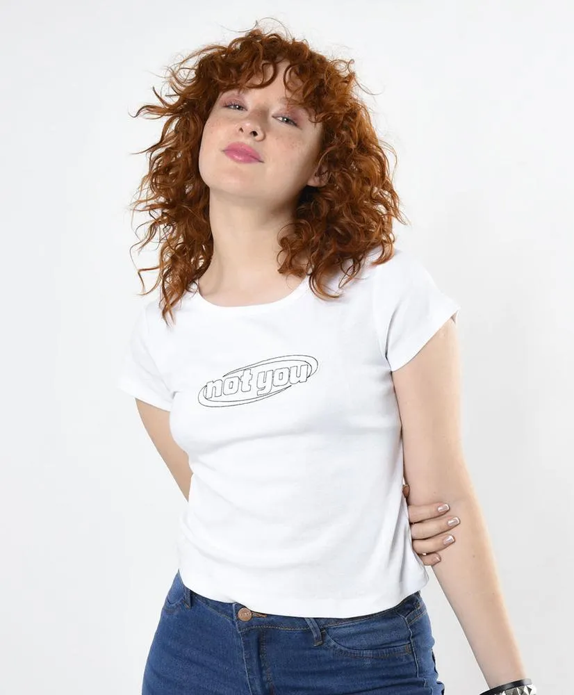 Polera mujer bordado not you