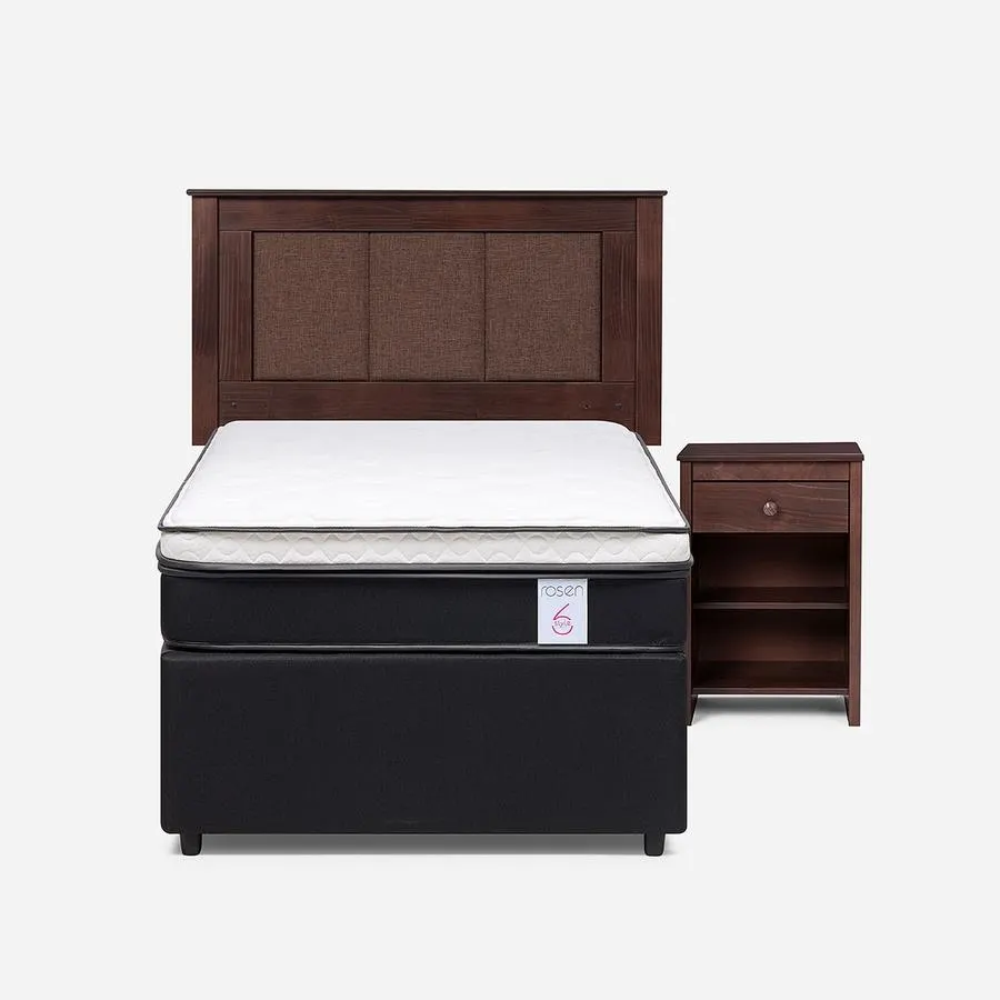 Diván Cama New Style 6 1,5 Plazas + Respaldo Rachel y Velador Ferrara